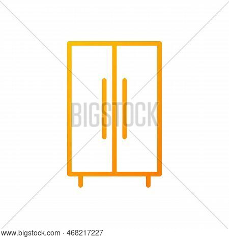 Wardrobe Closet Pixel Perfect Gradient Linear Vector Icon. Armoire For Bedroom. Wooden Cabinet. Home