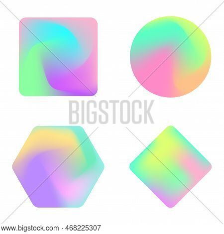 Hologram Geometric Shapes. Design Elements Set. Vector Illustration. Stock Image.