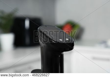 Thermal Immersion Circulator In Kitchen, Closeup. Sous Vide Cooking
