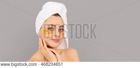 Skin Care Beauty Woman. Beautiful Woman Isolated Face Portrait, Banner With Mock Up Copy Space. Be Y