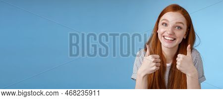 Nice Idea Keep Up. Supportive Tender Cute European Ginger Girl Blue Eyes Cheering Friend Boost Mood 