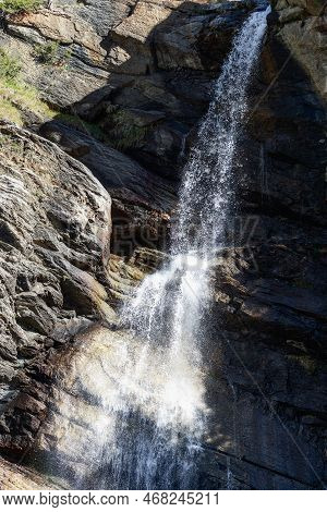 Dazzling Brilliance From Million Water Splashes Of Lillaz Waterfall (cascate Di Lillaz) Illuminated 