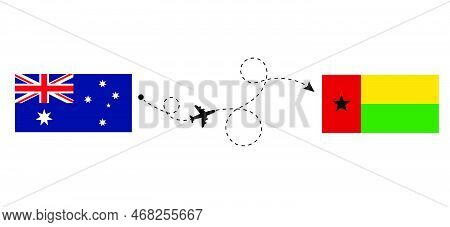 Flight And Travel From Australia To Guinea-bissau By Passenger Airplane. Airplane Route And Country 