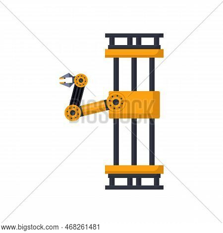 Robot Arm Or Hand For Storage Room Or Warehouse On White Background. Robotic Equipment For Factory V