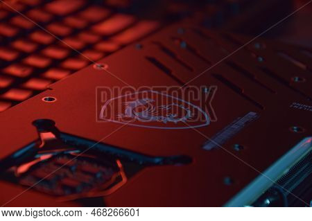Msi Geforce Rtx 3090 Ti Gaming X Trio Graphics Card, Dark Background.