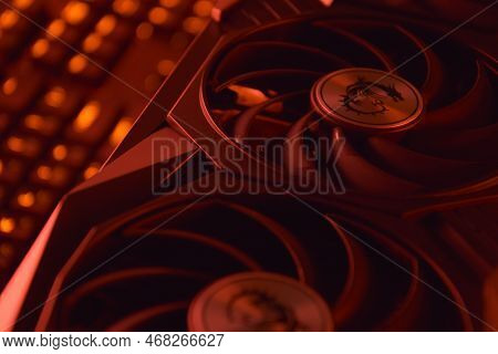 Msi Geforce Rtx 3090 Ti Gaming X Trio Graphics Card, Dark Background.