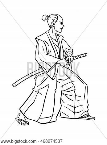 A Cute And Funny Coloring Page Of Samurai. Provides Hours Of Coloring Fun For Children. Color, This 
