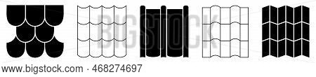 Set Of Roof Tiles. Vector Illustration Isolated On White Background
