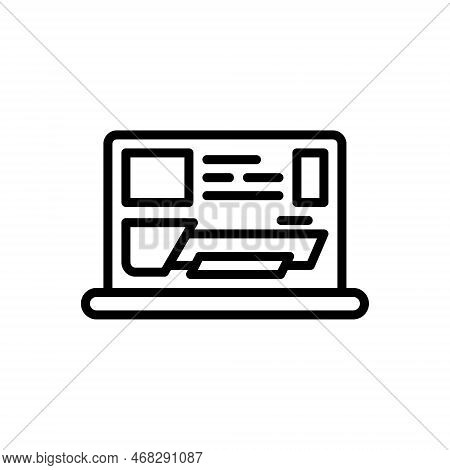 Black Line Icon For Headlines Title Firstname Lead-story Story Paper Massage Print Newsprint