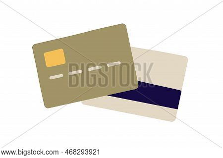 Plastic Bank Credit, Debit Card From Both Front And Back Sides. Electronic Money, Finance Tool With 