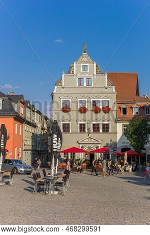 Weimar, Germany - September 22, 2020: Restaurants At The Herderplatz Square In Weimar, Germany