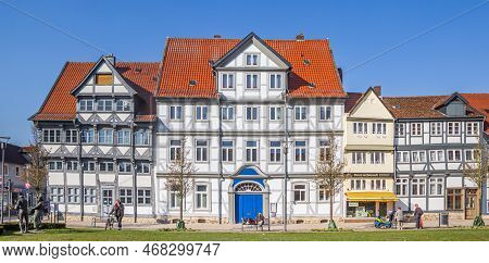 Wolfenbuttel, Germany - March 23, 2022: Historic Houses On The Holzmarkt Square In Wolfenbuttel, Ger