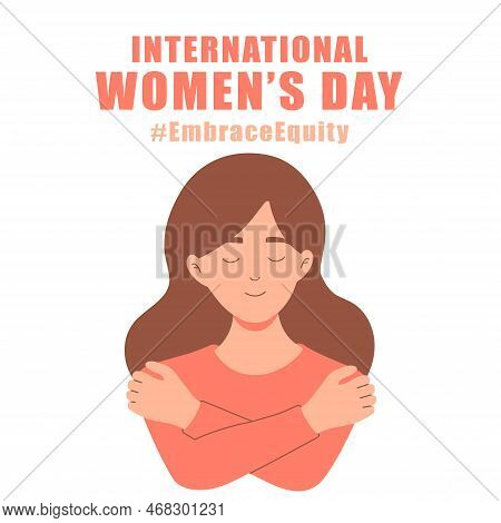 International Womens Day Concept Poster. Embrace Equity Woman Illustration Background. 2023 Women Da