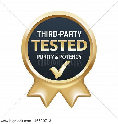 Third-party Tested, For Purity And Potency - Labeling For Safe Products In Golden Medal Style
