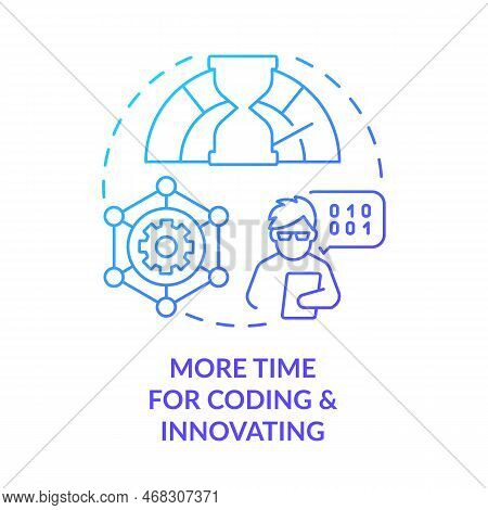 More Time For Coding And Innovation Blue Gradient Concept Icon. Serverless Advantages. Cloud Computi