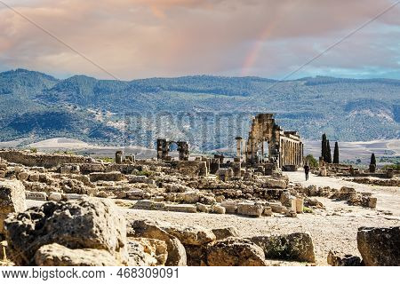 Well-preserved Roman Ruins In Volubilis, Fez Meknes Area, Morocco, Northern Africa