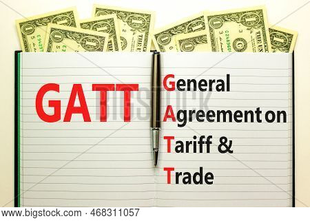 Gatt Symbol. Concept Words Gatt General Agreement On Tariff And Trade On White Note On Beautiful Whi