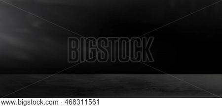 Wall Cement Display Room, 3d Studio Black Marbele Texture Background,horizon Mockup Backdrop,empty G