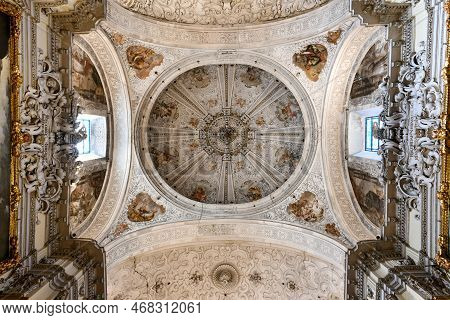 Seville, Spain - Dec 7, 2021: Rich Interior Of The Hospital De La Caridad Church In Seville, Spain