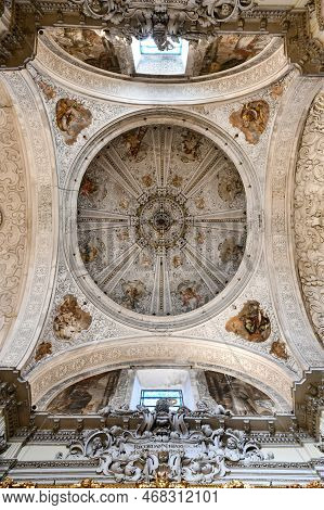 Seville, Spain - Dec 7, 2021: Rich Interior Of The Hospital De La Caridad Church In Seville, Spain