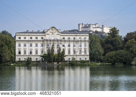 Fortress Hohensalzburg Overlooking Leopoldskron Palace In Salzburg