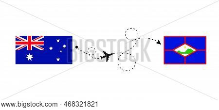 Flight And Travel From Australia To Sint Eustatius By Passenger Airplane. Airplane Route And Country