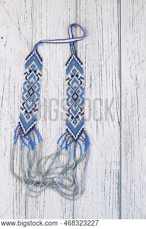 Geometric Pattern On The Gerdan Ornament, Ukrainian Beaded Ornament, Amulet.