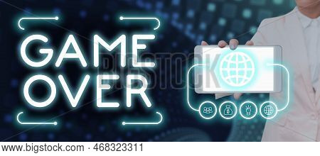 Text Caption Presenting Game Over. Concept Meaning A Situation In A Particular Sport That Reach His 