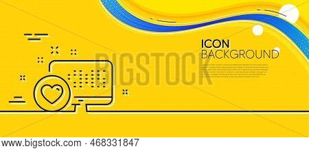 Heart Line Icon. Abstract Yellow Background. Favorite Like Sign. Positive Feedback Symbol. Minimal H