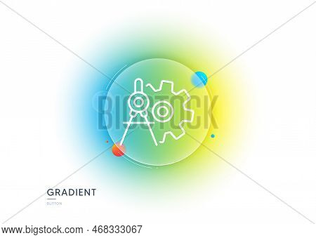Cogwheel Dividers Line Icon. Gradient Blur Button With Glassmorphism. Engineering Tool Sign. Cog Gea