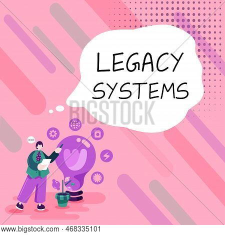 Writing Displaying Text Legacy Systems. Business Idea Old Method Technology Computer System Or Appli
