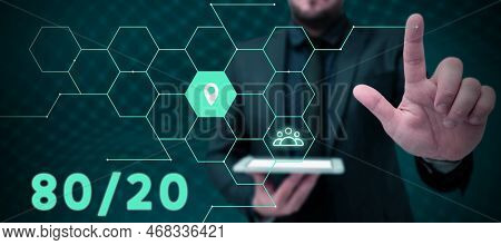 Text Showing Inspiration 80 To 20 Percent. Pareto Principle Of Factor Sparsity Statistical Distribut
