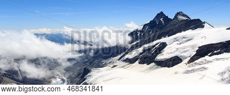 Mountain Grossglockner And Glacier Pasterze Panorama In Glockner Group, Austria