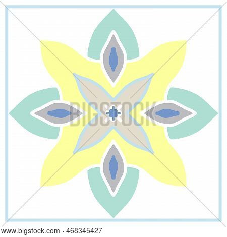 Patterned Azulejo Floor Tiles. Abstract Geometric Background. Vector Illustration, Seamless Mediterr