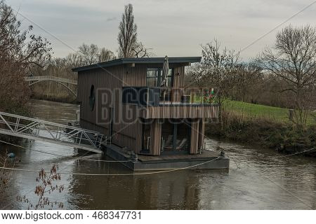 Houseboat At The Confluence Of The Nidda And Main River