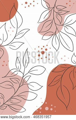 Abstract Background Of Colored Spots And Floral Pattern. Beautiful Natural Template For Postcards, B