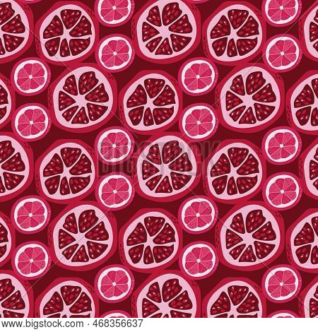 Pattern Of Pieces Of Pomegranate And Grapefruit