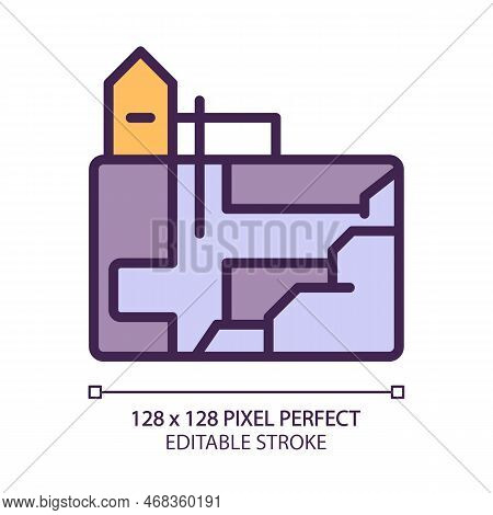 Underground Mining Pixel Perfect Rgb Color Icon. Heavy Industry. Excavation And Extraction Of Ore, M