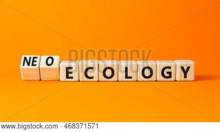 Neo-ecology Or Ecology Symbol. Concept Words Neo-ecology Or Ecology On Wooden Cubes. Beautiful Orang