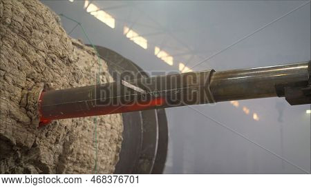 Capter At The Factory. Industrial Production - Smoking. Supply Of Hot Air Through A Pipe. Hot Chimne