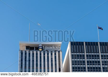 Adelaide, South Australia - August 23, 2019: Flinders University Building Viewed From Victoria Squar