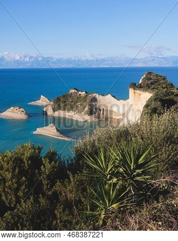 Cape Drastis, Beautiful Landscape Of Akra Drastic, Peroulades Village, Corfu Island, Greece, With Tu