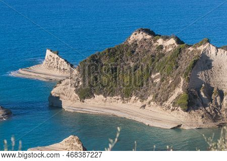 Cape Drastis, Beautiful Landscape Of Akra Drastic, Peroulades Village, Corfu Island, Greece, With Tu