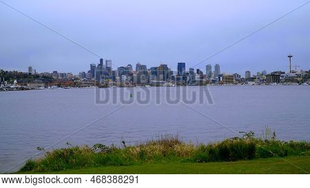 The City Of Seattle And Lake Union - Wide Angle View From Gasworks Park - Travel Photography