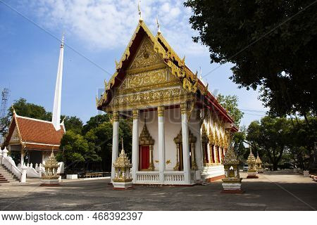 Ancient Building Antique Ubosot Of Wat Khae Temple For Thai People Travelers Visit And Respect Prayi