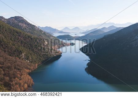 Aerial View Of Skadar Lake National Park Panoramic Landscape, Montenegro, Skadarsko Jezero, Also Cal