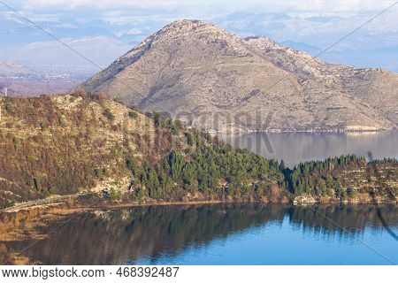 Aerial View Of Skadar Lake National Park Panoramic Landscape, Montenegro, Skadarsko Jezero, Also Cal