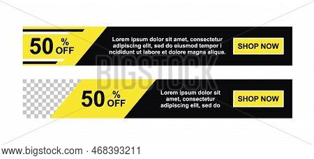 Sale Discounts. Two Vector Web Banners. Sale, Shares, Black Friday.