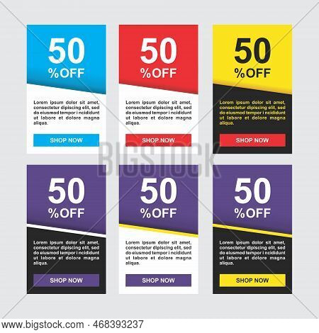 Sale Of Discounts. Vector Banners For The Site. Sale, Shares, Black Friday. 50 Percent Discount