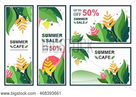 Vector Banner Template. Summer Sale Cafe With Discount.